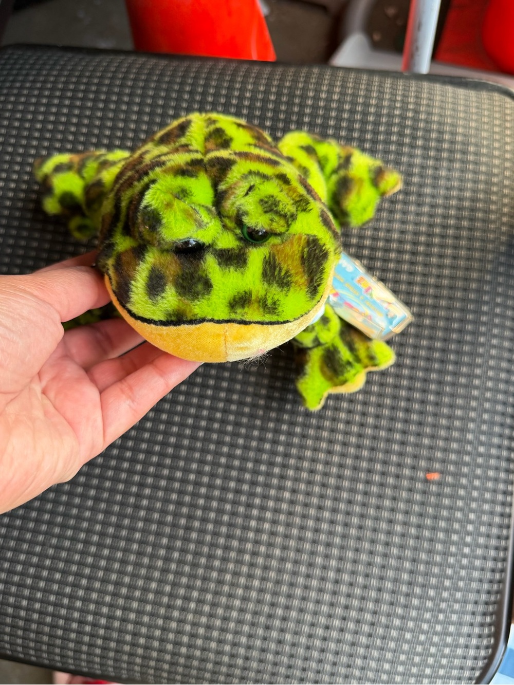 Plush Green Leopard-Pattern Frog Toy for Small Pets